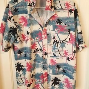 Mens pink & blue hawaiian shirt. Mens small